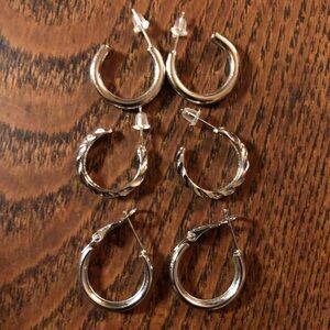 3 awesome pairs of beautiful fashion jewelry hoop earrings